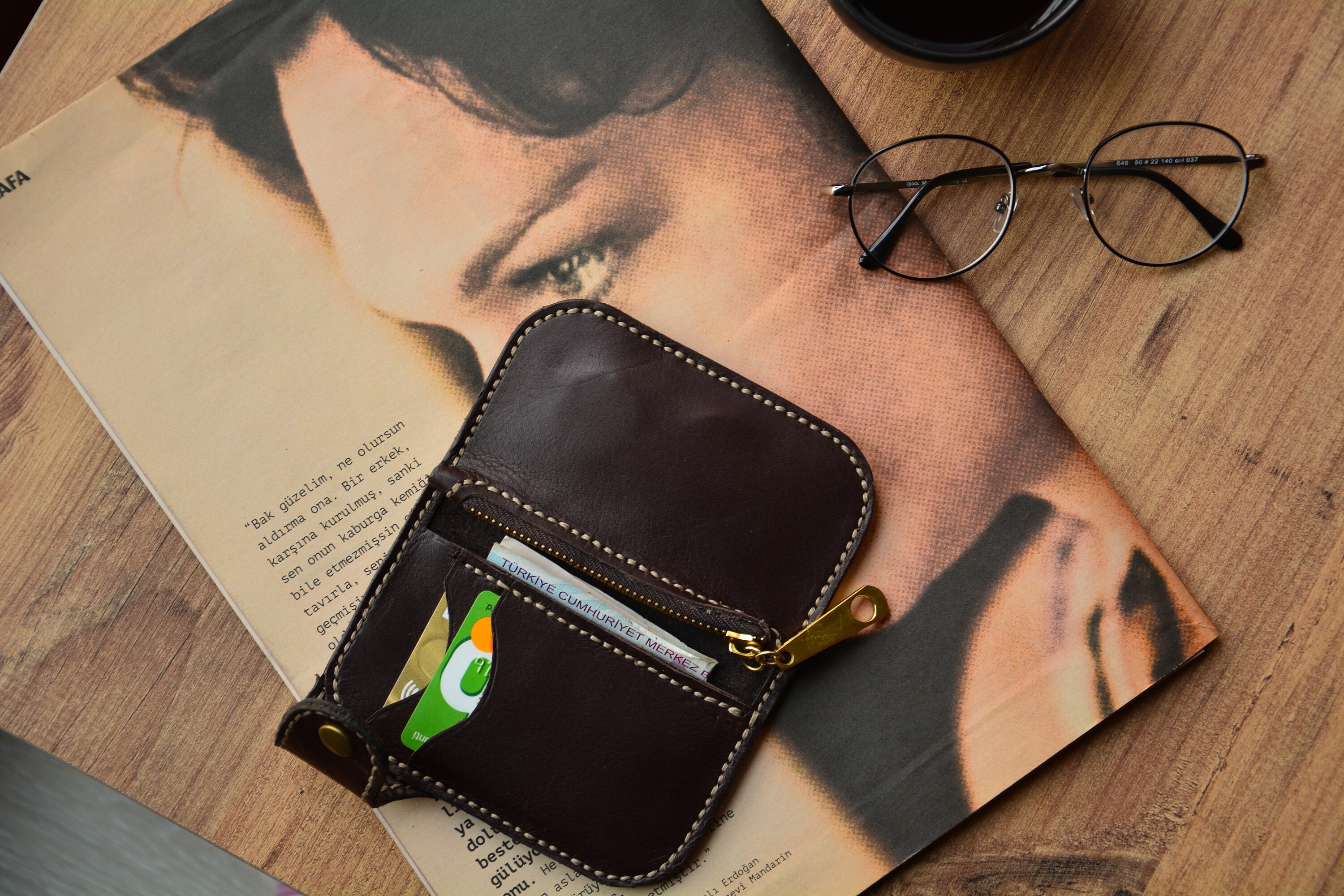 Leather Snap Fastener Wallet Handmade Bifold Wallet for Man Etsy