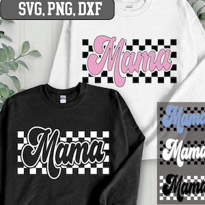 Mama Checkered png Svg Dxf, Retro Checkered Mama, Mama svg png dxf, Mama png svg file, Checkered Mom svg png, Retro Mom, Mama layered svg