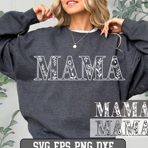 Floral mama, Mama png, Mama SVG, Mama retro, Floral mama PNG SVG DXF EPS, Mama bundel, moeder SVG shirt, mama afbeelding, mama bloem bestand.