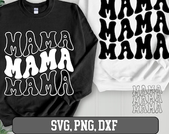 Retro Wavy Mama Svg, Mama png, Mama svg, Mama svg png dxf, mama svg file, Retro Mama Png, Silhouette svg