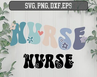 Groovy rétro infirmière svg, infirmière ondulé texte Svg, rétro infirmière Design SVG, infirmière Bundle, infirmière Svg, infirmière SVG Bundle,