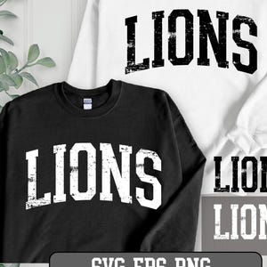 Leones SVG PNG, Leones angustiados Png, Mascota de los leones svg, Leones animando svg, Vibraciones de los leones svg, Espíritu de equipo Png, Leones deportivos svg, Leones grunge Png