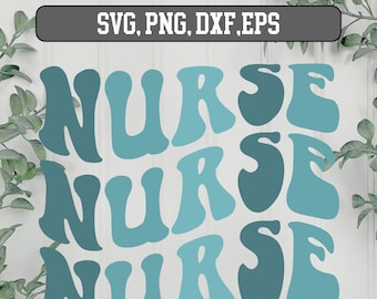 Groovy bleu rétro infirmière svg, infirmière ondulé texte Svg, rétro infirmière Design SVG, infirmière Bundle, infirmière Svg, infirmière SVG Bundle,
