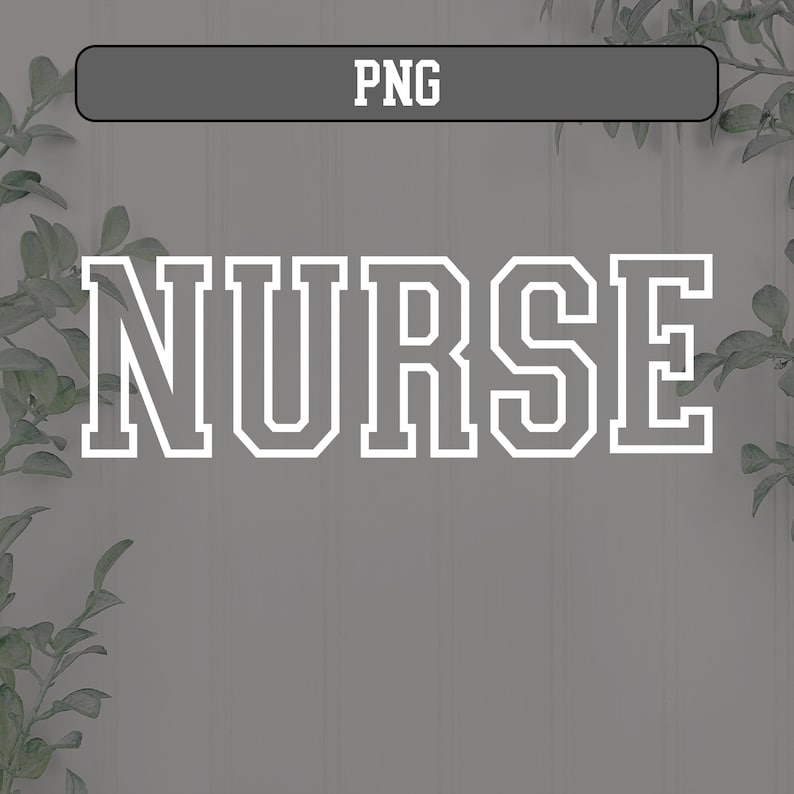 Op de afbeelding: Witte tekst op een grijze achtergrond die "NURSE" in een vetgedrukt, blokachtig lettertype leest.