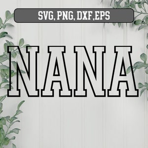 May include: A black and white graphic design of the word "NANA" in a bold, blocky font style.