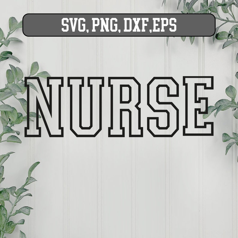 Op de afbeelding: Een zwart-wit grafisch ontwerp van het woord "NURSE" in een lettertype in varsity-stijl.