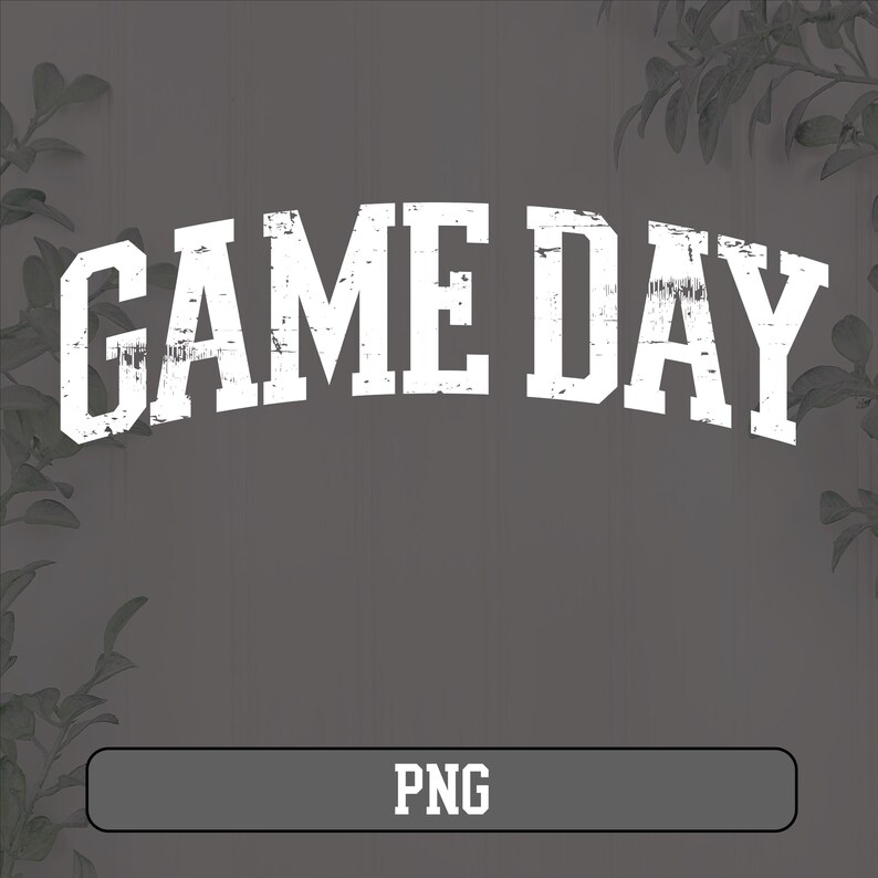 May include: White text on a gray background that reads "GAME DAY".