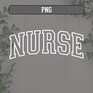 Op de afbeelding: Witte tekst op een grijze achtergrond die "NURSE" in een universitaire lettertype stijl leest.