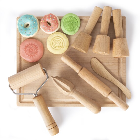 Playdough Tools Set for Kids, Wooden Playdough Tools Set