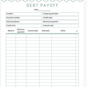Debit Tracker - Digital Download - Etsy