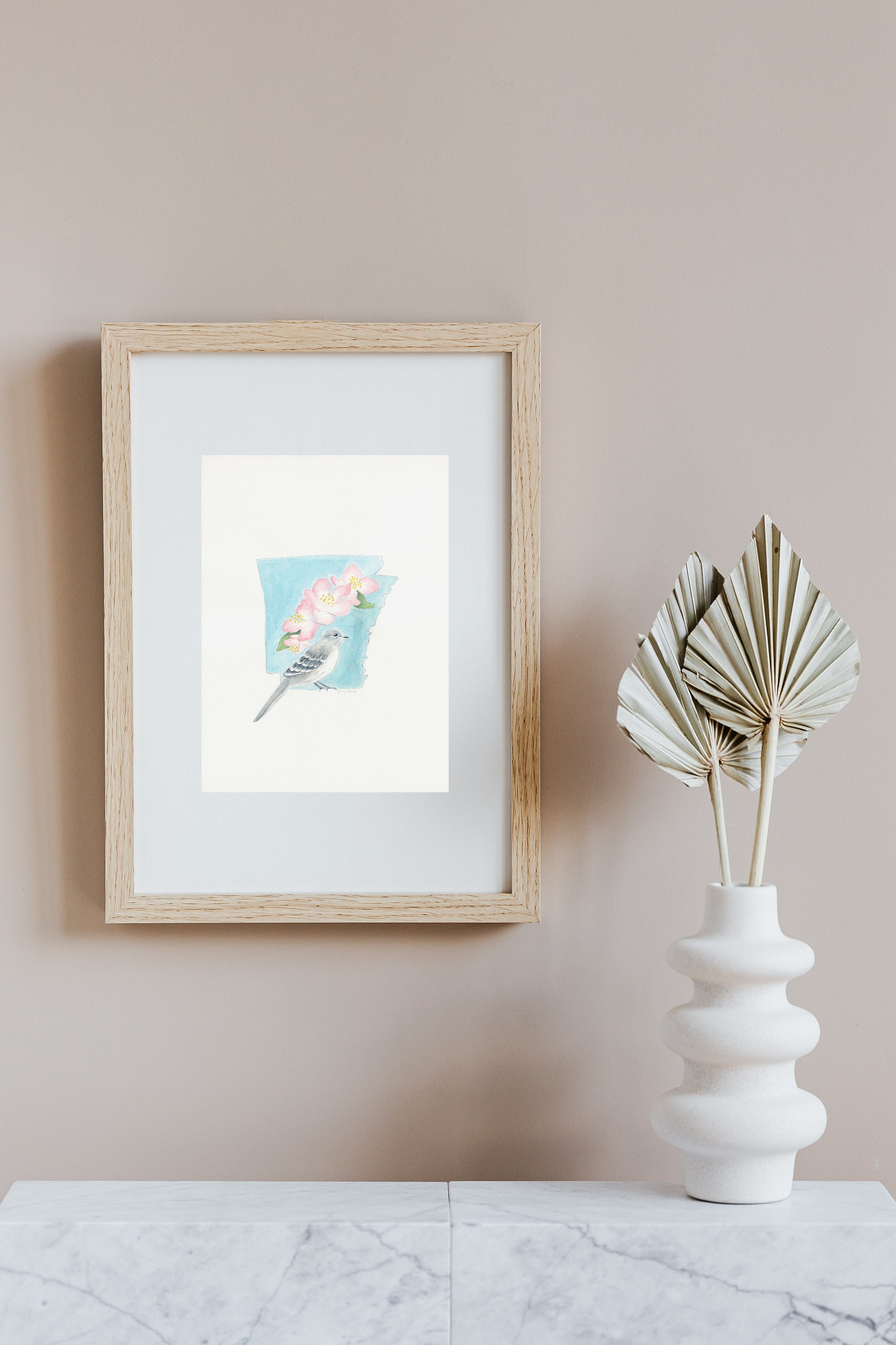 Arkansas State Bird and Flower Watercolor Art Print - Etsy