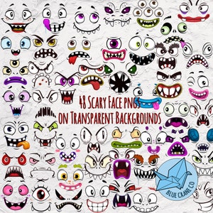 Gruselige Monster Gesichter - Halloween Clipart - Instant Download - Kommerzielle Nutzung