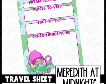 Travel Bucket List Planner Page - Instant Download