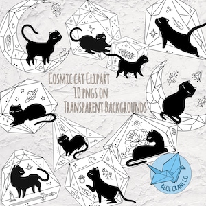 Cosmic Cat / Celestial / Mystical clipart - Instant Download - Commercial use