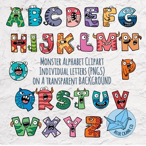 Monster Alphabet - Nursery Deco - Baby Art - Instant Download - Commercieel gebruik