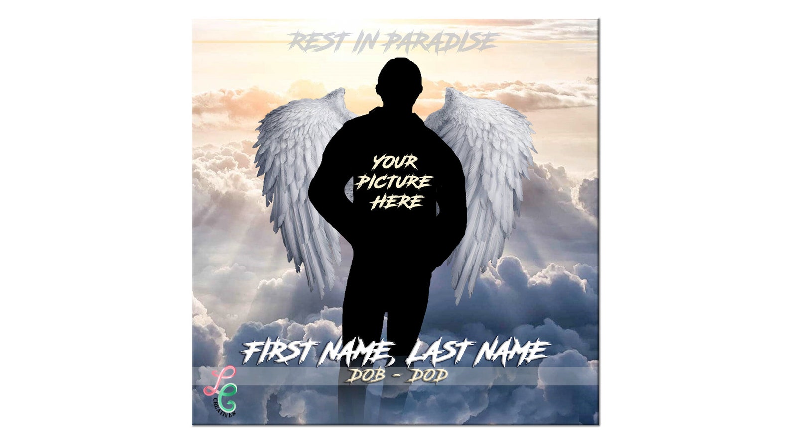 RIP Angel Wings Instagram Template instant Download PNG JPG - Etsy