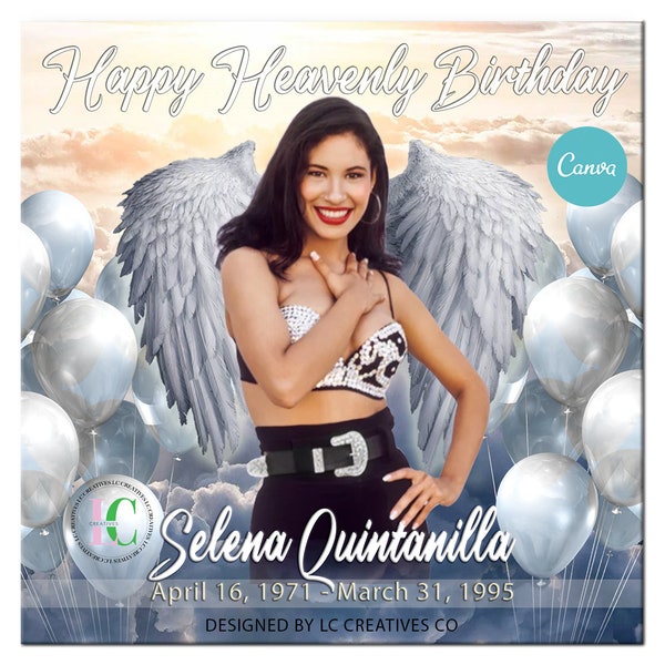 Happy Heavenly Birthday Angel Wings Pink Template [Instant Download] PNG JPG Digital Memorial Rest in Peace RIP Add Photo