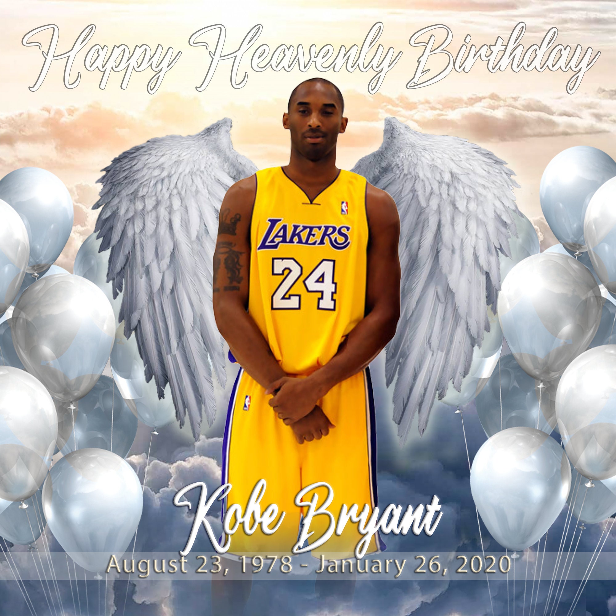 Happy Heavenly Birthday Angel Wings Pink Template instant Etsy