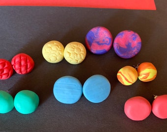 Handmade Polymer Clay Button Earrings