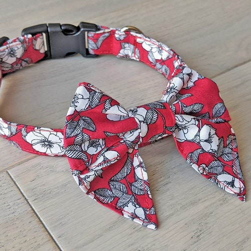 Floral Daisy Girl Dog Collar Bow Sailor Bow White Daisies Etsy