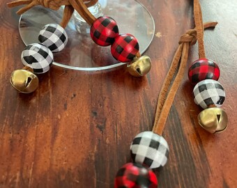 buffalo plaid wine bolsa
