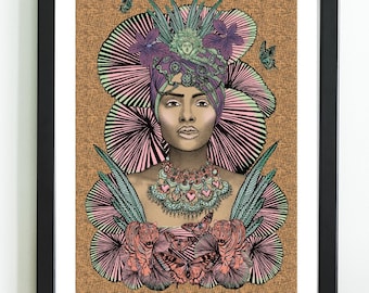 Nanny of the Maroons Jamaica Illustration Soul Sister Colour Art Print By Msdre... British Artist A4 A3