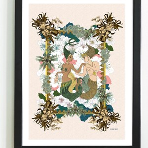 Zeemeerminliefhebbers Art Poster Print door Msdre... Britse kunstenaar A4 A3