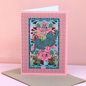 Thai Tiger Pink Rose Msdre Carte de vœux A6 Imprimée au Royaume-Uni