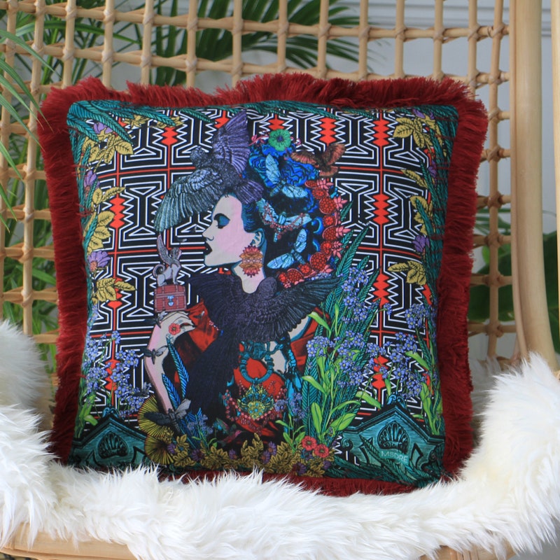 LARGE SQUARE CUSHION GOTHIC GODDESS