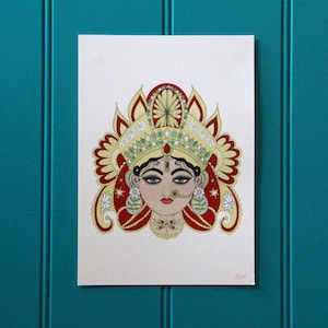 Durga Hindu Artwork Puja Large A5 Postcard, Yoga, Yogi, Deity, Meditation, Indian Goddess