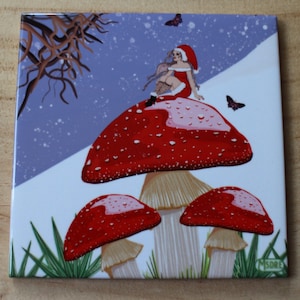 Christmas Pin up Pixie Fly Algric Mushroom Floral Decorative Ceramic
