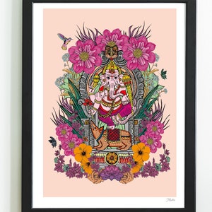 Ganesha Indian Goddess God Hindu Yoga Colour Art Poster Print By Msdre... British Artist A4 A3