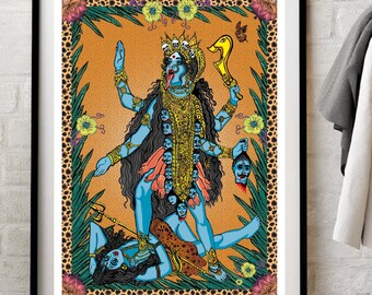 Kali Indian Goddess Hinduism Yoga Colour Art Poster Print By Msdre... British Artist A4 A3