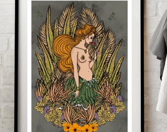 Freya Goddess Art Print, Pagan Viking Decor by MsDre