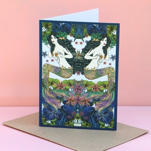 Mermaid Twin Siren Goddess Msdre Greetings Card A6 Printed in the UK