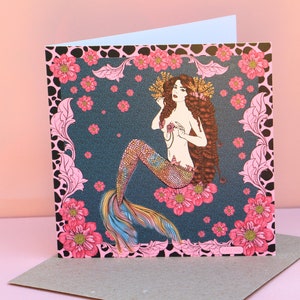 Mermaid Water Siren Msdre Greetings Card 15cm Square. Printed in the UK