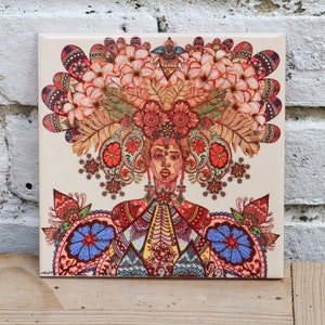 Diosa pagana de Glastonbury Arte popular Cerámica decorativa Azulejo 6&#39;&#39; x 6&#39;&#39; Trivet Coaster Por Msdre