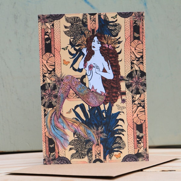 Mermaid Art Deco Siren Goddess Msdre Greetings Card A6 Printed in the UK