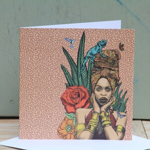 Erykah Badu Illustration Kunst Msdre Grußkarte 15cm quadratisch. Gedruckt in Großbritannien