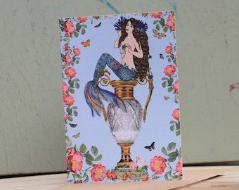 Mermaid Roses Siren Goddess Msdre Greetings Card A6 Printed in the UK