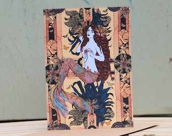 Sirena Art Deco Sirena Diosa Msdre Tarjeta de Felicitación A6 Impreso en el Reino Unido