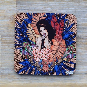 Amy Winehouse Leopard Print Coaster By Artist Msdre