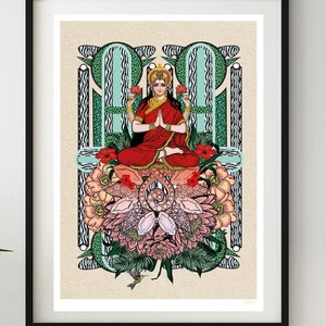 Indian Goddess Lakshmi Hindu Yoga Colour Art Poster Print By Msdre... British Artist A4 A3