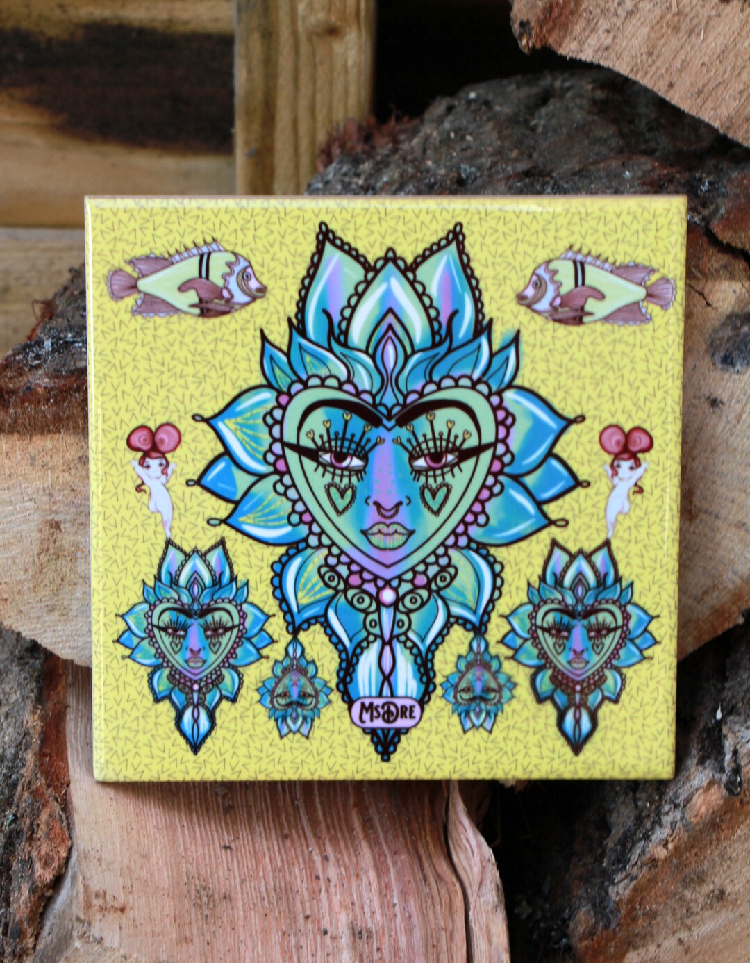 Sacred Heart Yellow Pop Art Ceramic Tile 6'' X Etsy