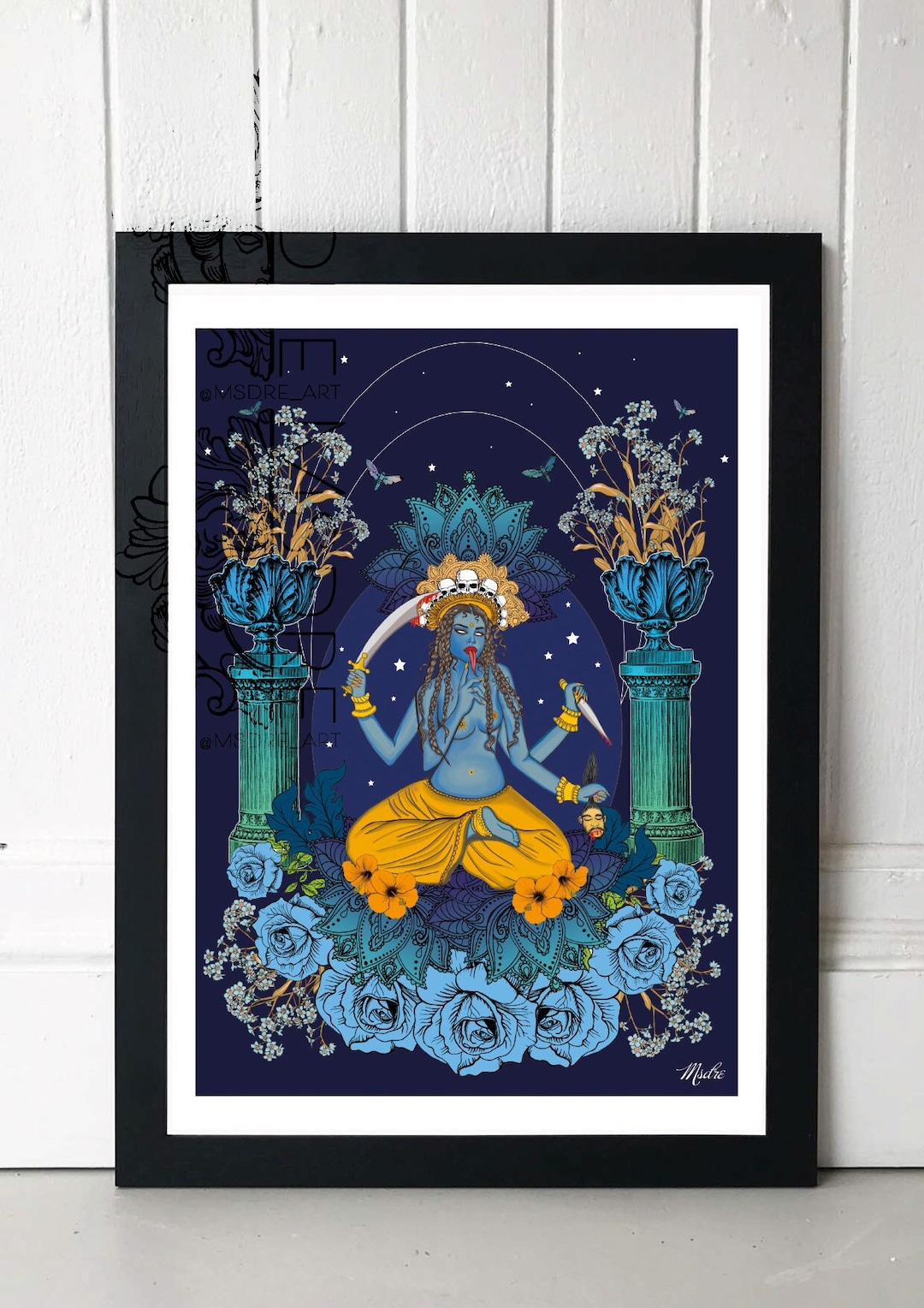 Goddess Kali Art Print, Hindu Yoga Poster by British Artist - Etsy UK