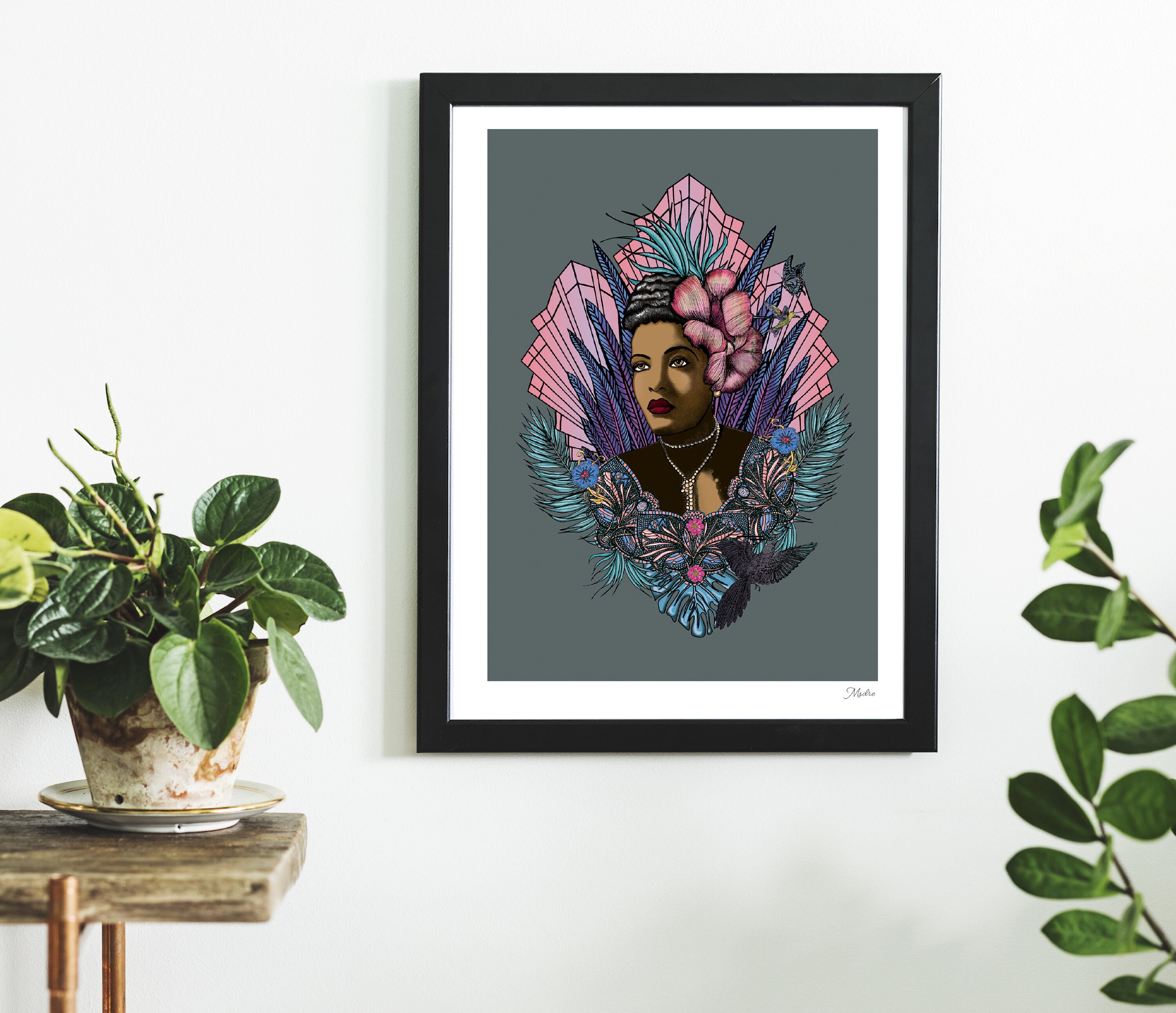 Billie Holiday Jazz Soul Singer Art Deco Kolorowy wydruk