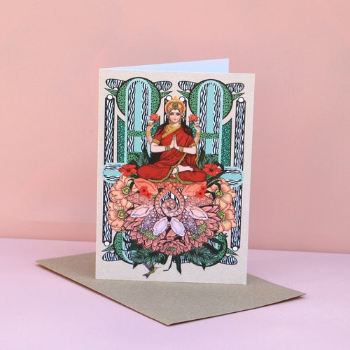 Lakshmi Indian Goddess Msdre Greetings Card A6 Printed in the UK