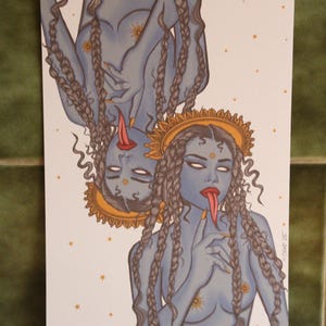 Kali Blue Hindu Goddess Art Giclee&#39; High Quality Folk Print A4 / A3