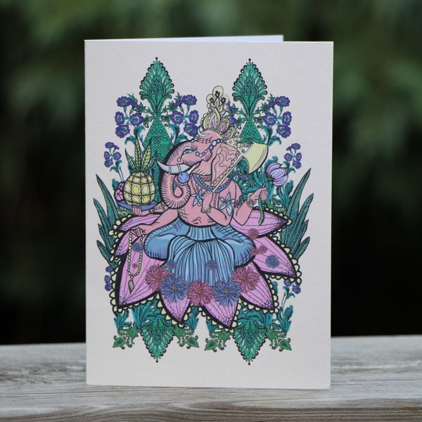 Ganesha Elephant God Indian Msdre Greetings Card A6 Printed in the UK