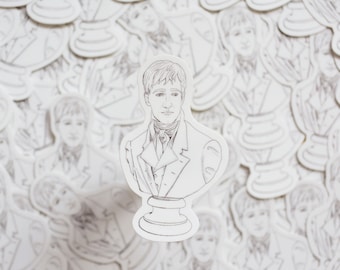 Pegatina de vinilo con el busto del Sr. Darcy / Pegatina de Orgullo y prejuicio
